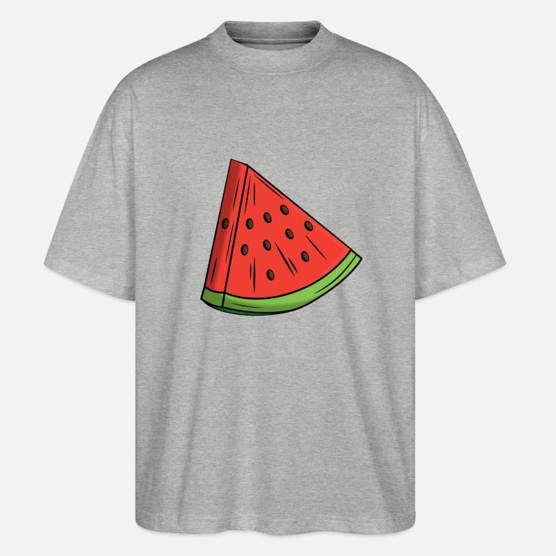 Melone Melonenscheibe - Stanley/Stella Oversized Unisex Bio T-Shirt Blaster 2.0 - Grau meliert