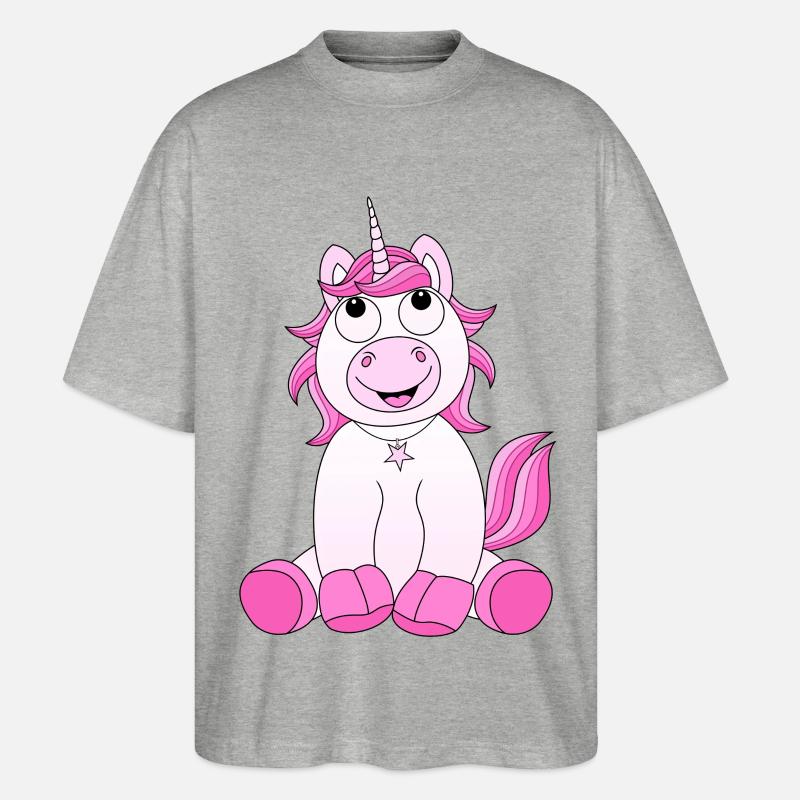 Einhorn pink - Stanley/Stella Oversized Unisex Bio T-Shirt Blaster 2.0 - Grau meliert
