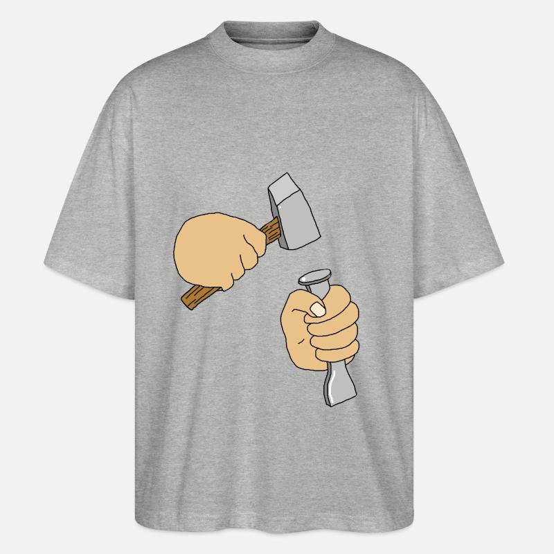 Steinmetz Handwerker Geschenk Shirt - Stanley/Stella Oversized Unisex Bio T-Shirt Blaster 2.0 - Grau meliert