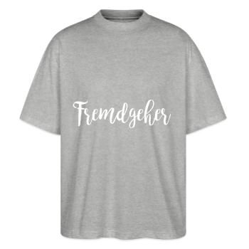 Fremdgehen Betrügen Seitensprung Geschenkidee - Stanley/Stella Oversized Unisex Bio T-Shirt Blaster 2.0 - Grau meliert - Vorne - Alina (178cm) & Michal (187cm)