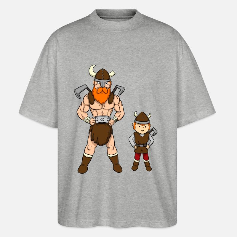 Viking Father Son - Stanley/Stella Oversized Unisex Bio T-Shirt Blaster 2.0 - Grau meliert