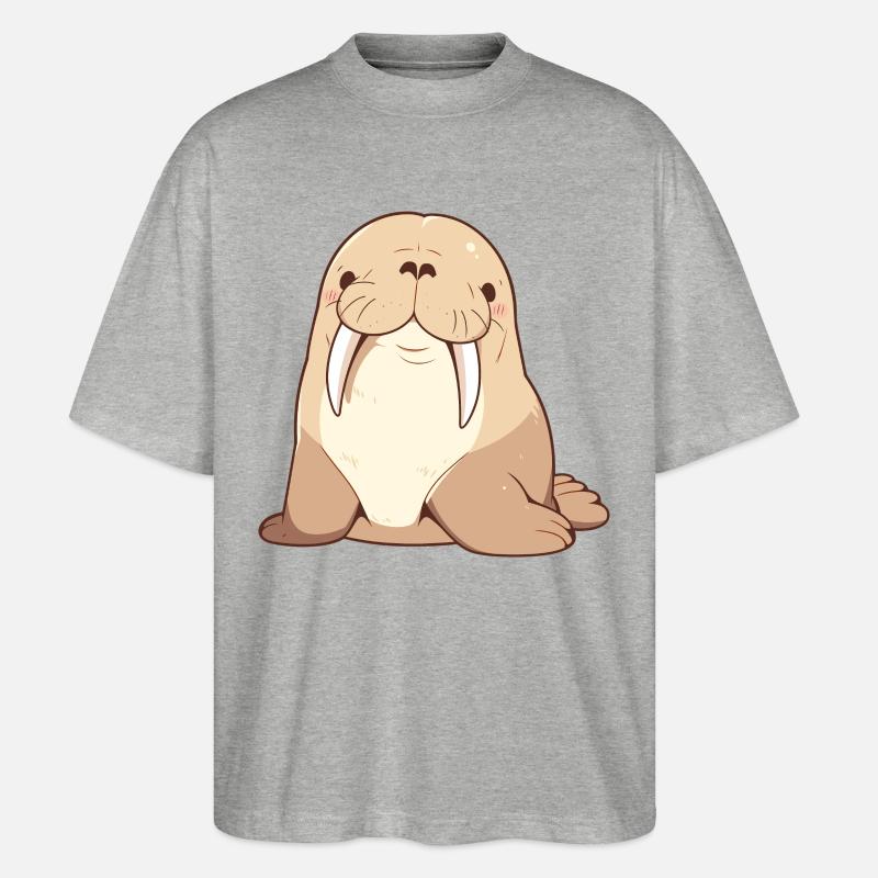 Walrus Walrosse Walross - Stanley/Stella Oversized Unisex Bio T-Shirt Blaster 2.0 - Grau meliert