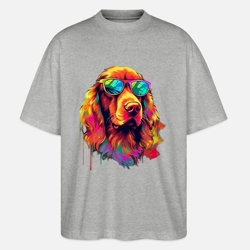 Irish Red Setter Hund Hunderasse - Stanley/Stella Oversized Unisex Bio T-Shirt Blaster 2.0 - Grau meliert