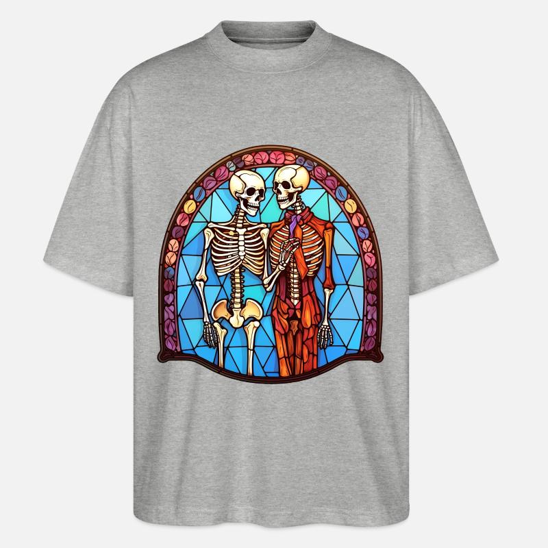 Vitrail d’Halloween - T-shirt bio Blaster 2.0 coupe oversize Stanley/Stella Unisexe - gris chiné