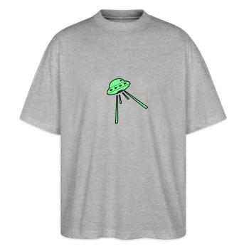 Raumschiff - Stanley/Stella Oversized Unisex Bio T-Shirt Blaster 2.0 - Grau meliert - Vorne - Alina (178cm) & Michal (187cm)