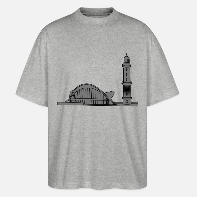 Leuchtturm Warnemünde 2 - Stanley/Stella Oversized Unisex Bio T-Shirt Blaster 2.0 - Grau meliert