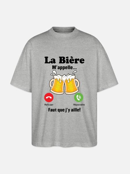 La Bière m'appelle - T-shirt bio Blaster 2.0 coupe oversize Stanley/Stella Unisexe - gris chiné