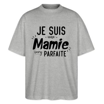 Je suis une mamie very parfaite - T-shirt bio Blaster 2.0 coupe oversize Stanley/Stella Unisexe - gris chiné - Devant - Alina (178cm) & Michal (187cm)