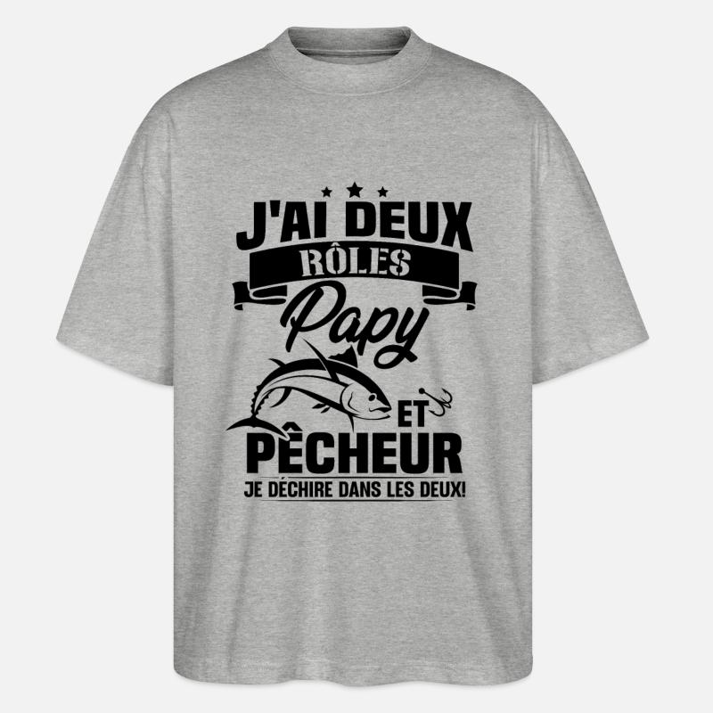 Papy Et pêcheur - T-shirt bio Blaster 2.0 coupe oversize Stanley/Stella Unisexe - gris chiné