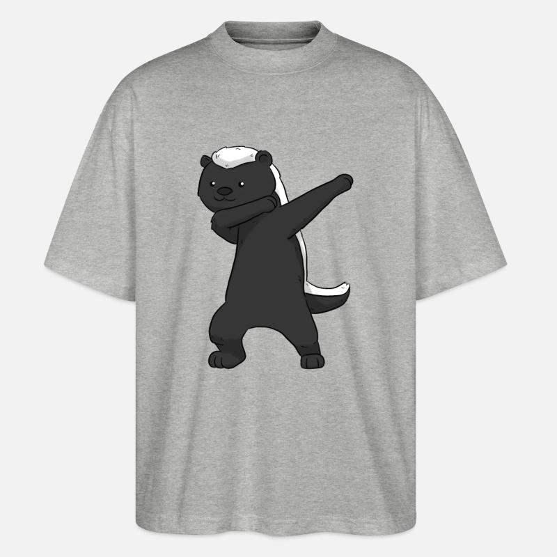 Honey Badger Dab Dachs Dabbing - T-shirt bio Blaster 2.0 coupe oversize Stanley/Stella Unisexe - gris chiné