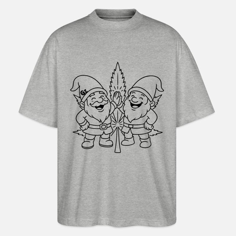 Zwergenfreunde mit Cannabisblatt - Stanley/Stella Oversized Unisex Bio T-Shirt Blaster 2.0 - Grau meliert