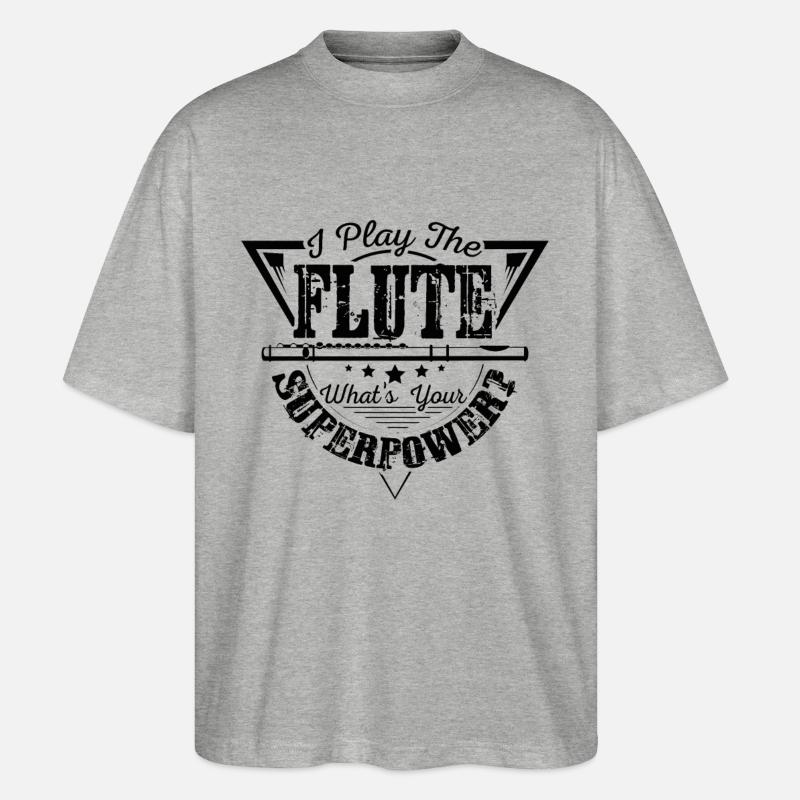 Flute player Superpower - Stanley/Stella Oversized Unisex Bio T-Shirt Blaster 2.0 - Grau meliert