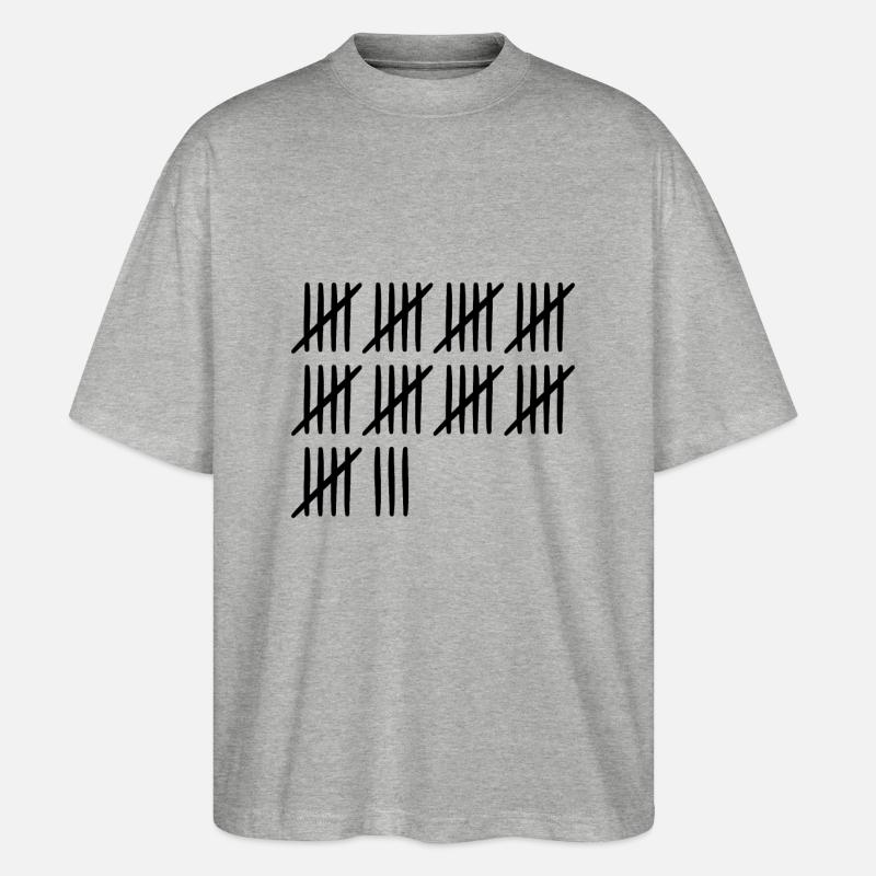 48. Geburtstag Strichliste 48 Jahre alt - Stanley/Stella Oversized Unisex Bio T-Shirt Blaster 2.0 - Grau meliert