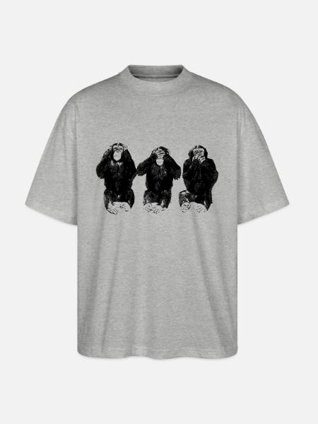 Drei Affen - Stanley/Stella Oversized Unisex Bio T-Shirt Blaster 2.0 - Grau meliert