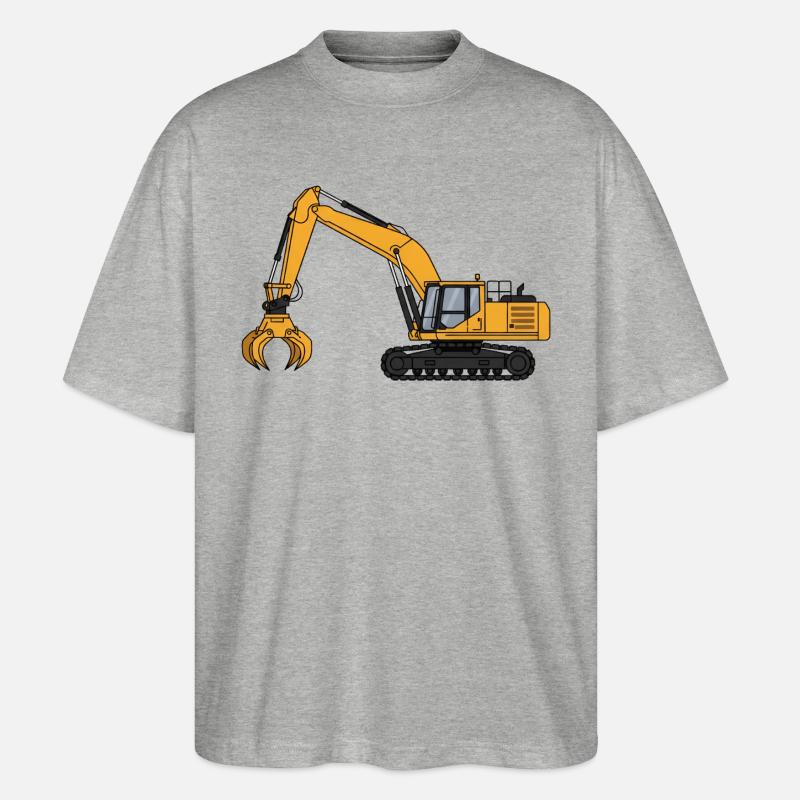 Bagger Baggerfahrer Baustelle  - Stanley/Stella Oversized Unisex Bio T-Shirt Blaster 2.0 - Grau meliert