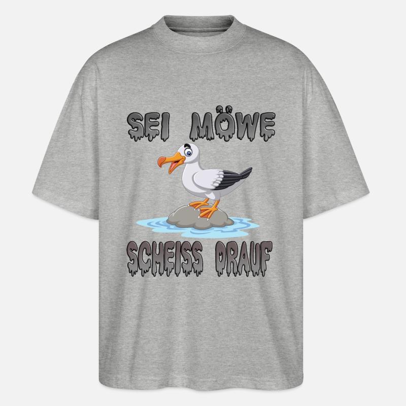 Sei Möwe Scheiss Drauf - Stanley/Stella Oversized Unisex Bio T-Shirt Blaster 2.0 - Grau meliert