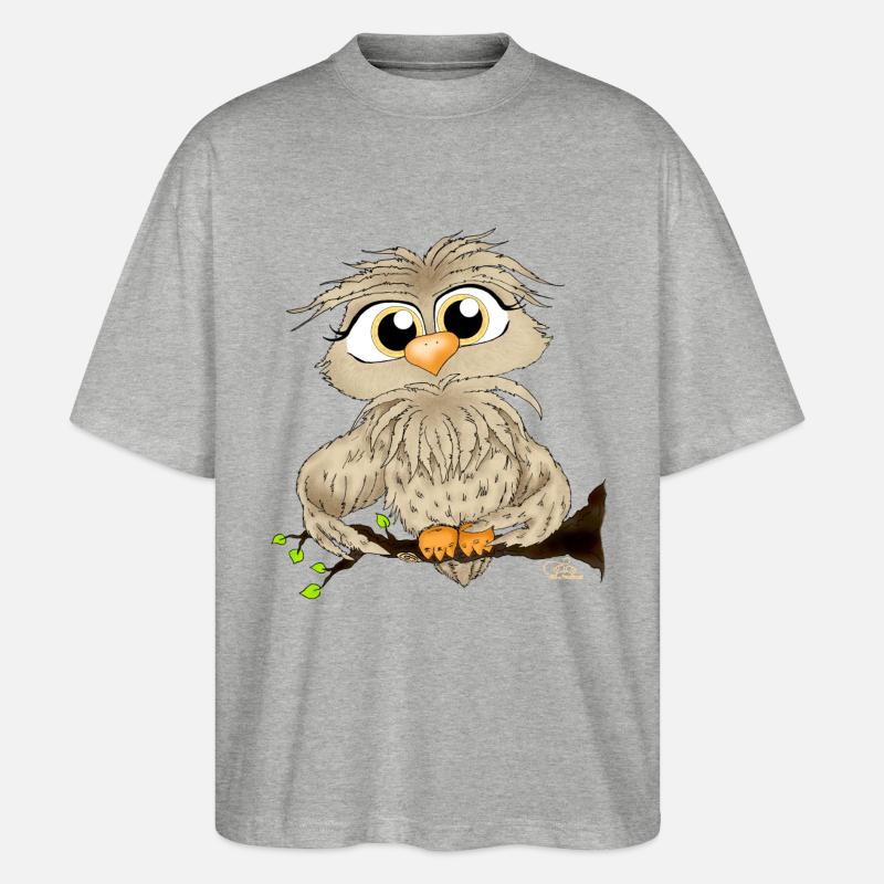 Käuzchen Hugo - Stanley/Stella Oversized Unisex Bio T-Shirt Blaster 2.0 - Grau meliert