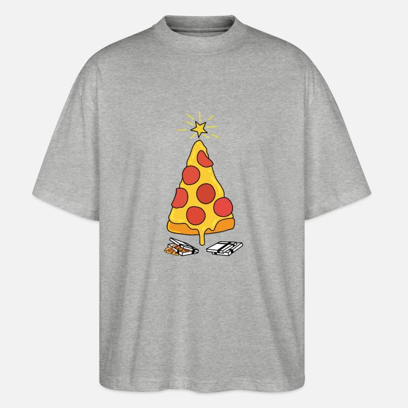 Arbre de Noël de pizza - T-shirt bio Blaster 2.0 coupe oversize Stanley/Stella Unisexe - gris chiné