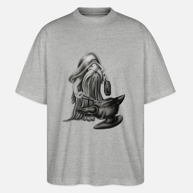 Blacksmith gnom - Stanley/Stella Oversized Unisex Bio T-Shirt Blaster 2.0 - Grau meliert