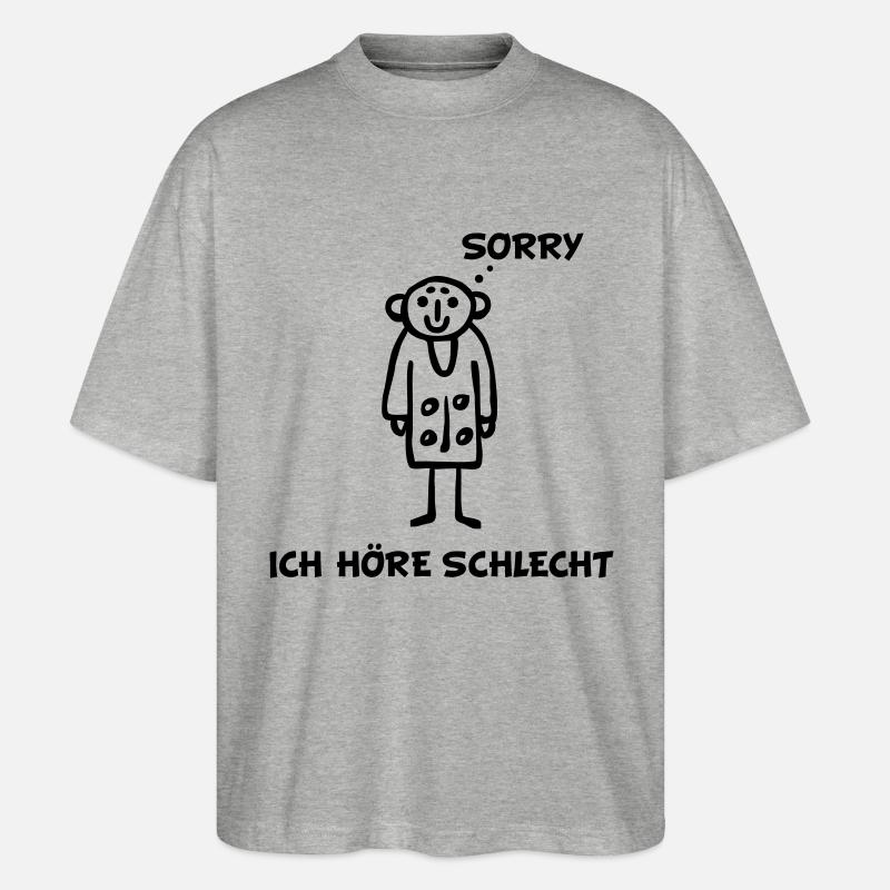 Strichmännchen hört schlecht - Stanley/Stella Oversized Unisex Bio T-Shirt Blaster 2.0 - Grau meliert
