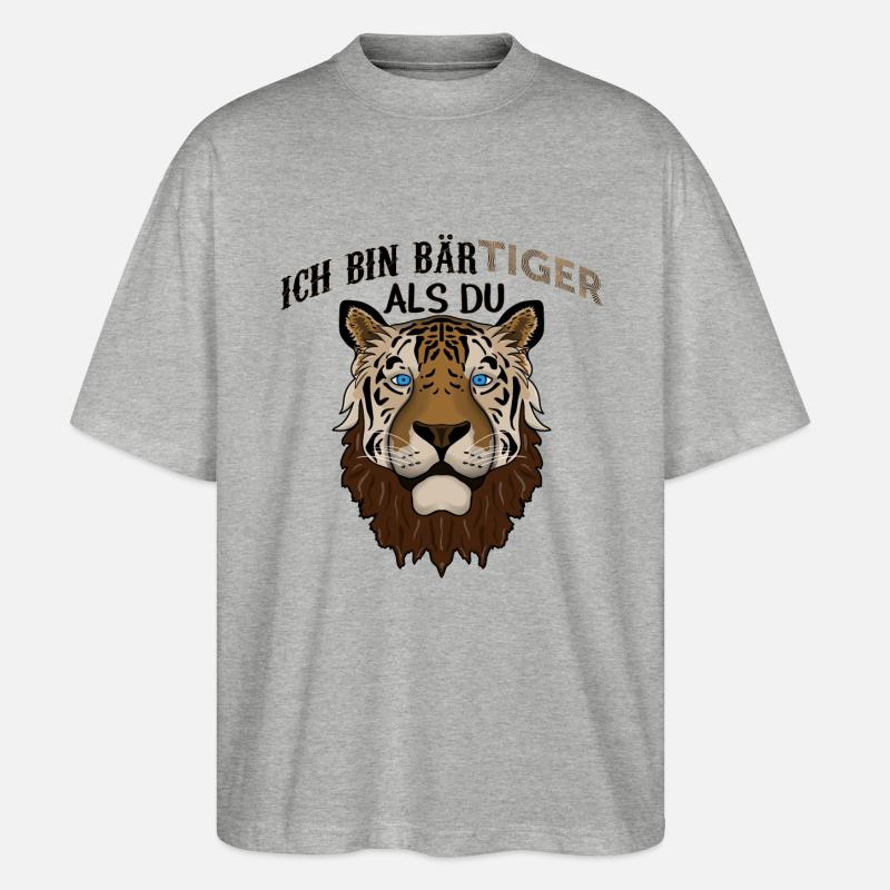Ich bin BärTiger als du - Stanley/Stella Oversized Unisex Bio T-Shirt Blaster 2.0 - Grau meliert