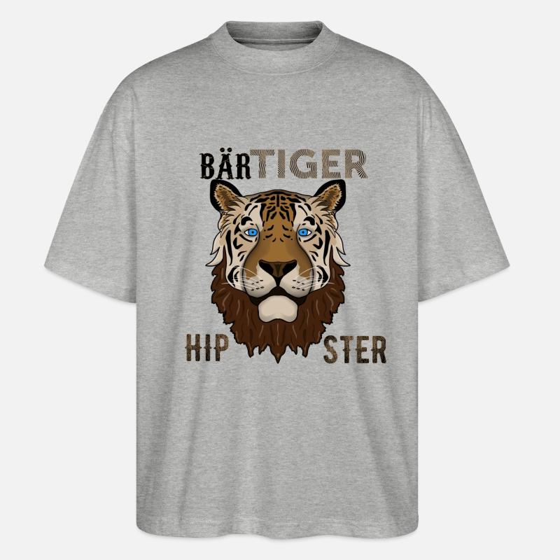 BärTiger Hipster - Stanley/Stella Oversized Unisex Bio T-Shirt Blaster 2.0 - Grau meliert
