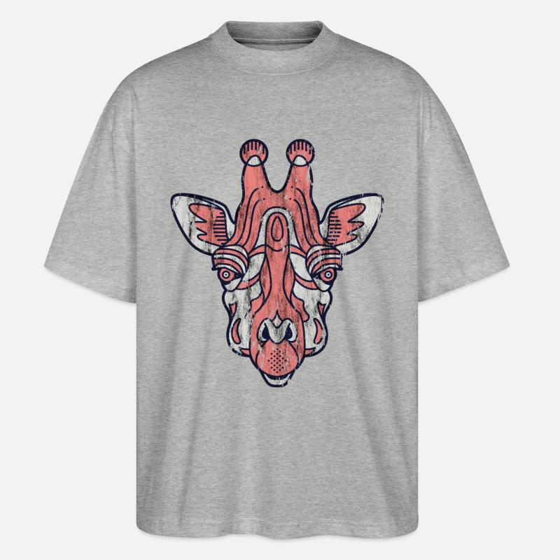 Giraffe - Stanley/Stella Oversized Unisex Bio T-Shirt Blaster 2.0 - Grau meliert