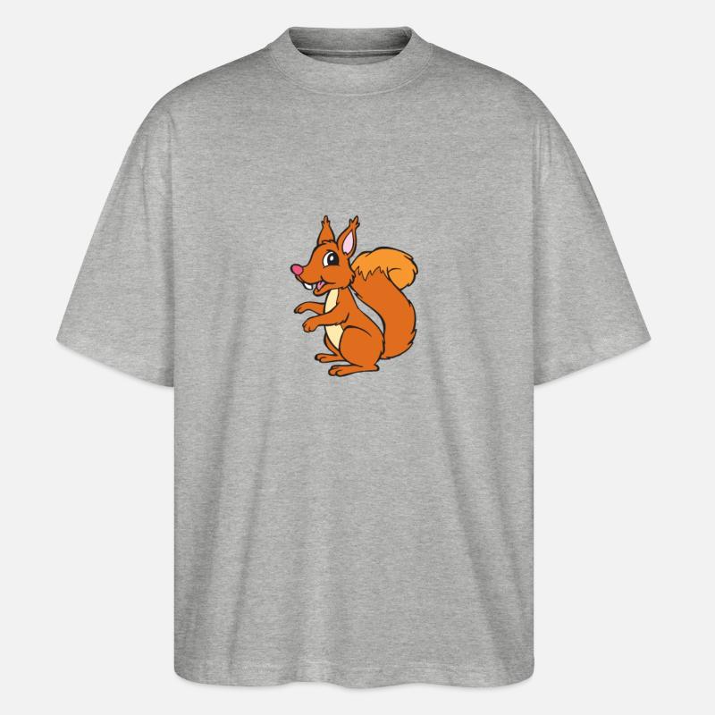 Eichhörnchen - Eichhorn - Stanley/Stella Oversized Unisex Bio T-Shirt Blaster 2.0 - Grau meliert