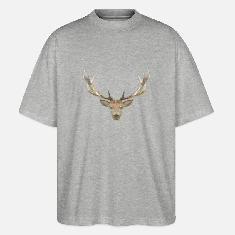 Low Poly Hirsch - Stanley/Stella Oversized Unisex Bio T-Shirt Blaster 2.0 - Grau meliert