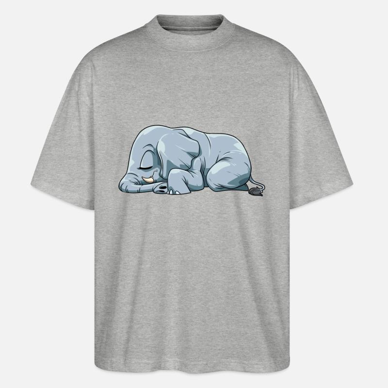 Niedlicher Schlafender Elefant - Stanley/Stella Oversized Unisex Bio T-Shirt Blaster 2.0 - Grau meliert