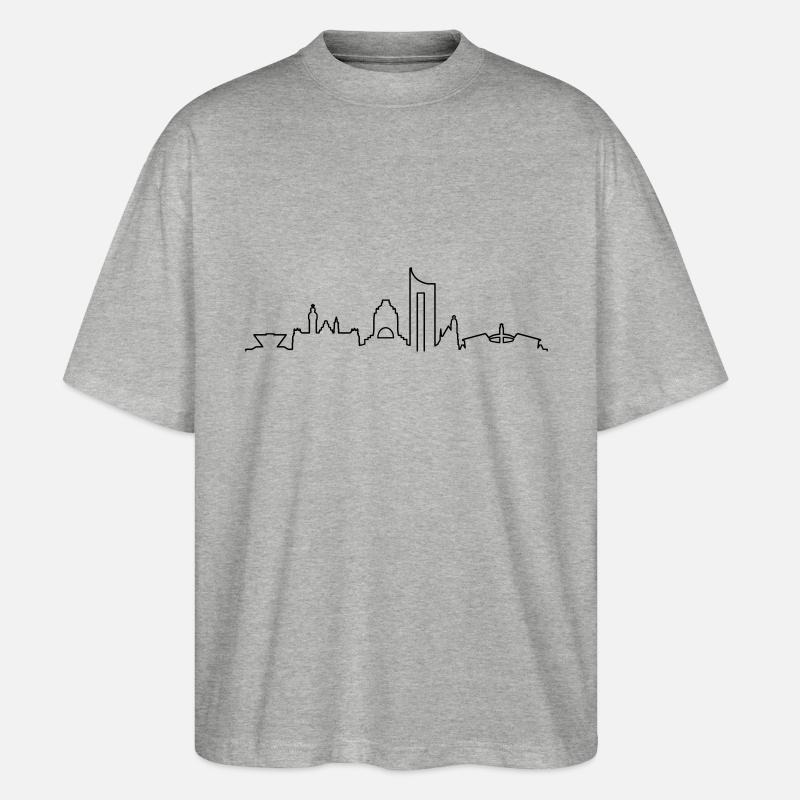 Skyline - Leipzig - Stanley/Stella Oversized Unisex Bio T-Shirt Blaster 2.0 - Grau meliert