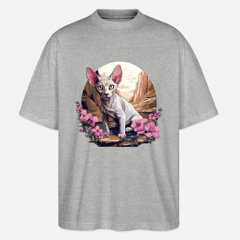 Sphynx Kätzchen Sphynx Katze - Stanley/Stella Oversized Unisex Bio T-Shirt Blaster 2.0 - Grau meliert