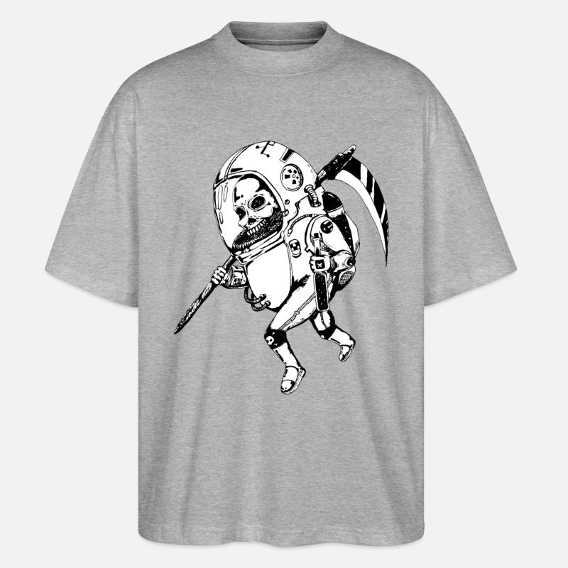 Space Skull - Stanley/Stella Oversized Unisex Bio T-Shirt Blaster 2.0 - Grau meliert