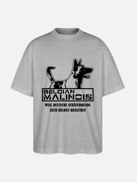 Malinois Helden - Stanley/Stella Oversized Unisex Bio T-Shirt Blaster 2.0 - Grau meliert
