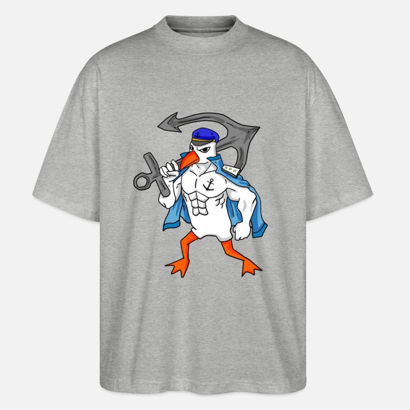 Möwe mit Anker - Stanley/Stella Oversized Unisex Bio T-Shirt Blaster 2.0 - Grau meliert