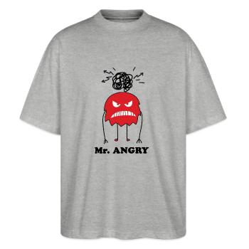 Mr angry - Stanley/Stella Oversized Unisex Organic T-shirt Blaster 2.0 - heather grey - Front - Alina (178cm) & Michal (187cm)
