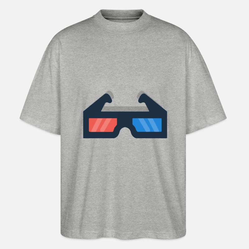 Kino 3-D Brille! Geschenk Idee - Stanley/Stella Oversized Unisex Bio T-Shirt Blaster 2.0 - Grau meliert