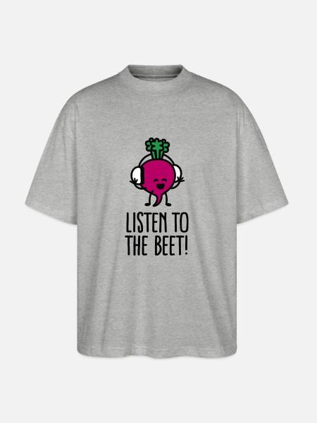 Listen to the beet - Stanley/Stella Oversize Unisex Øko T-shirt Blaster 2.0 - grå meleret