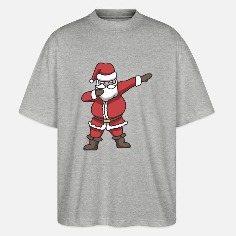 Santa dabbing gift Noël danse - T-shirt bio Blaster 2.0 coupe oversize Stanley/Stella Unisexe - gris chiné