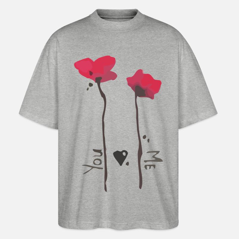 Mohn und Liebe - Stanley/Stella Oversized Unisex Bio T-Shirt Blaster 2.0 - Grau meliert