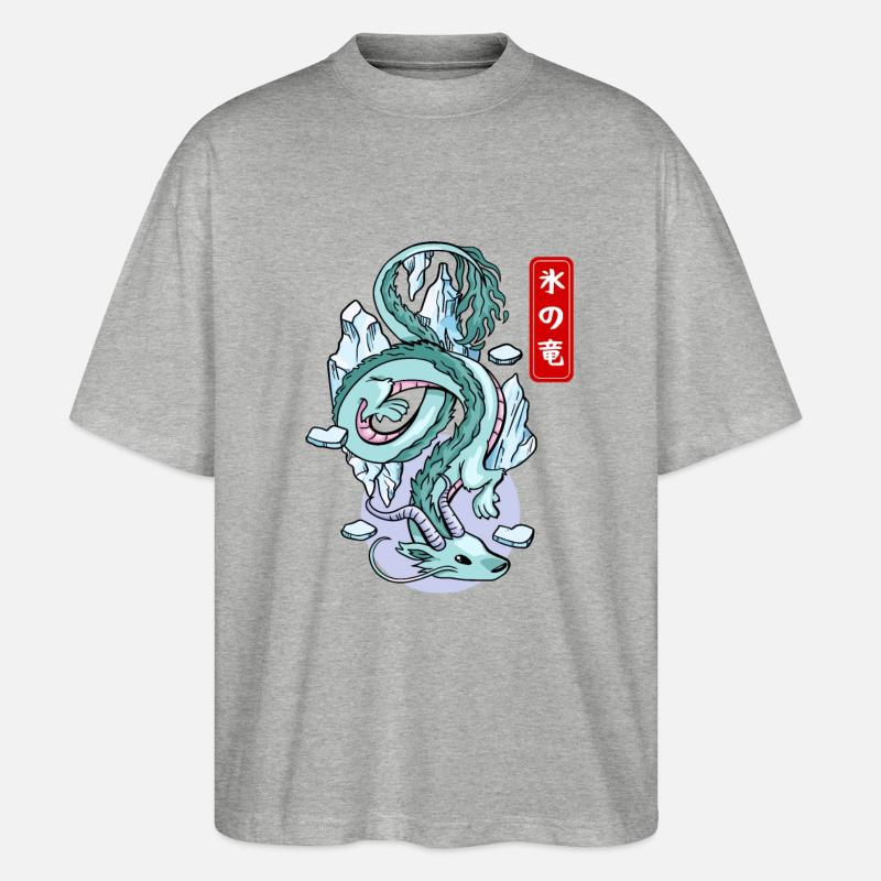 Japanischer Eisdrache Elementarer Mythos - Stanley/Stella Oversized Unisex Bio T-Shirt Blaster 2.0 - Grau meliert