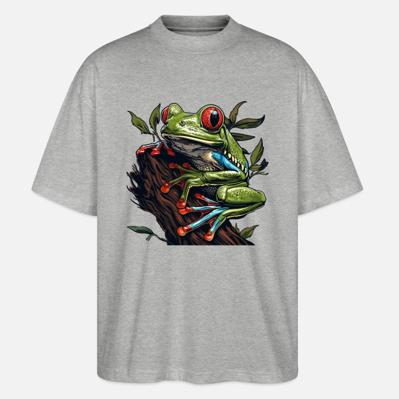 Tree Frog Baumfrösche Baumfrosch - Stanley/Stella Oversized Unisex Bio T-Shirt Blaster 2.0 - Grau meliert
