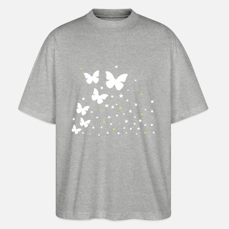 Schmetterlinge & Sternchen - Stanley/Stella Oversized Unisex Bio T-Shirt Blaster 2.0 - Grau meliert