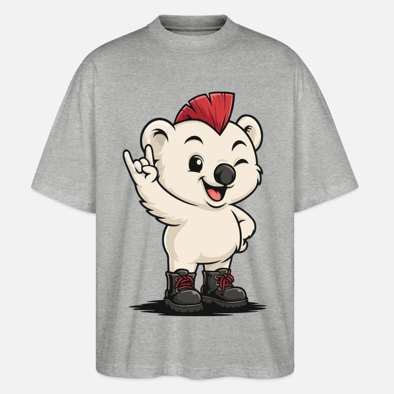 Punk Icebear - Stanley/Stella Oversized Unisex Bio T-Shirt Blaster 2.0 - Grau meliert