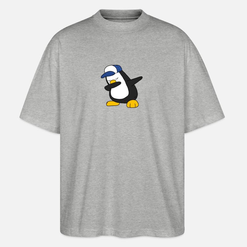 Penguin Dabbing Dab Pinguin - Stanley/Stella Oversized Unisex Bio T-Shirt Blaster 2.0 - Grau meliert