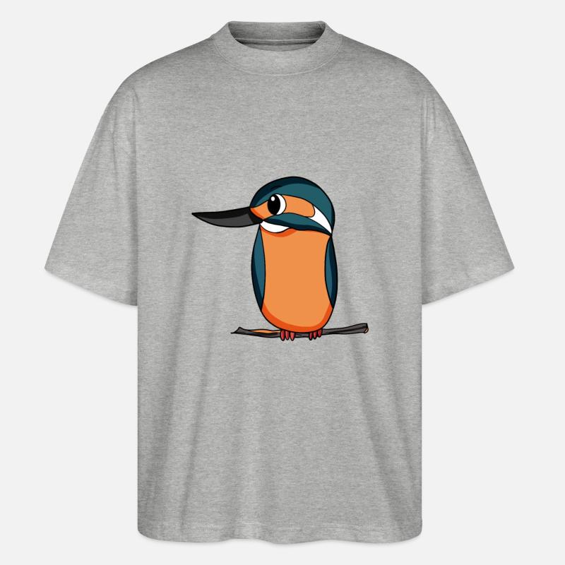 Eisvogel Blauer Vogel - Stanley/Stella Oversized Unisex Bio T-Shirt Blaster 2.0 - Grau meliert