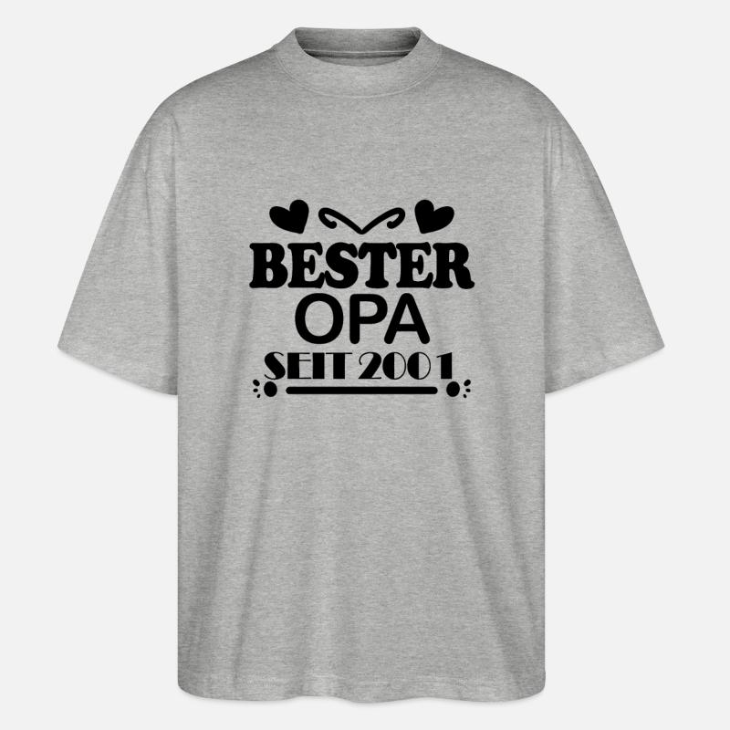Bester Opa seit 2001 - Stanley/Stella Oversized Unisex Bio T-Shirt Blaster 2.0 - Grau meliert