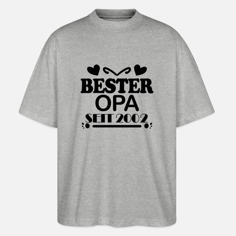Bester Opa seit 2002 - Stanley/Stella Oversized Unisex Bio T-Shirt Blaster 2.0 - Grau meliert