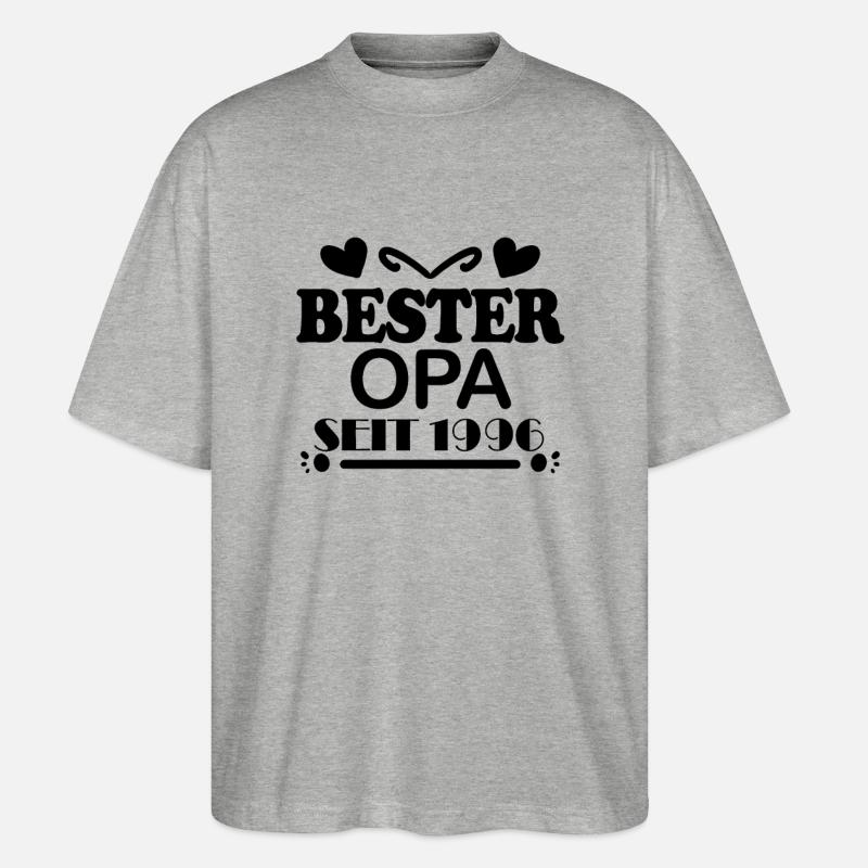Bester Opa seit 1996 - Stanley/Stella Oversized Unisex Bio T-Shirt Blaster 2.0 - Grau meliert