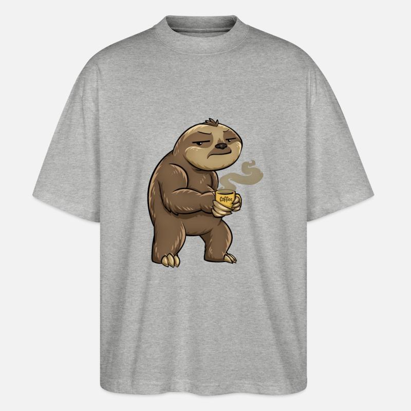 Faultier Kaffee - Stanley/Stella Oversized Unisex Bio T-Shirt Blaster 2.0 - Grau meliert